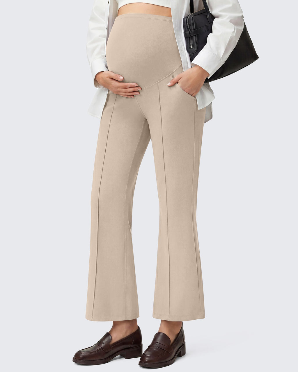 G4Free EverGoing Maternity Flare Leggings with Pockets – Over the Belly 25''