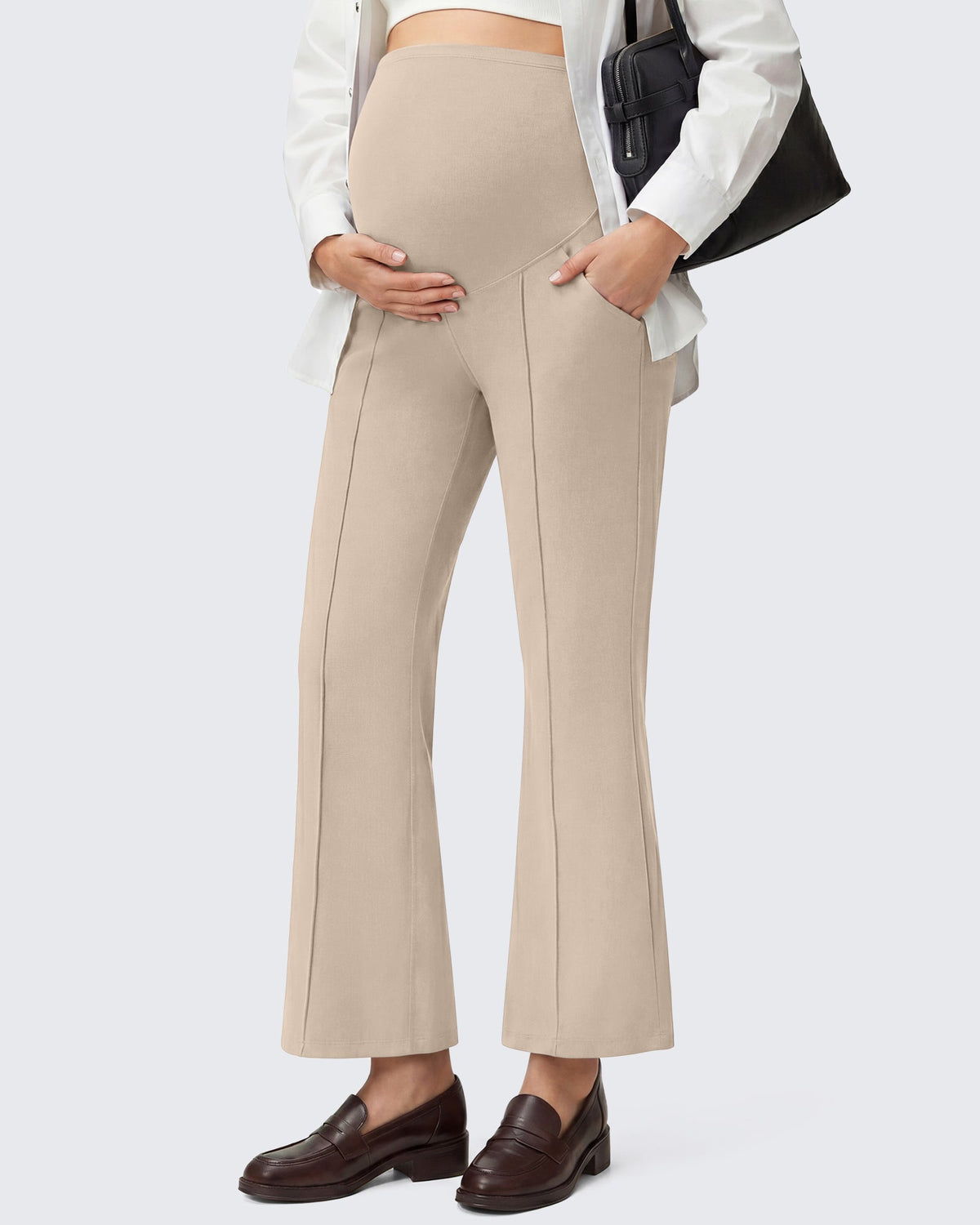 G4Free EverGoing Maternity Flare Leggings with Pockets – Over the Belly 25''