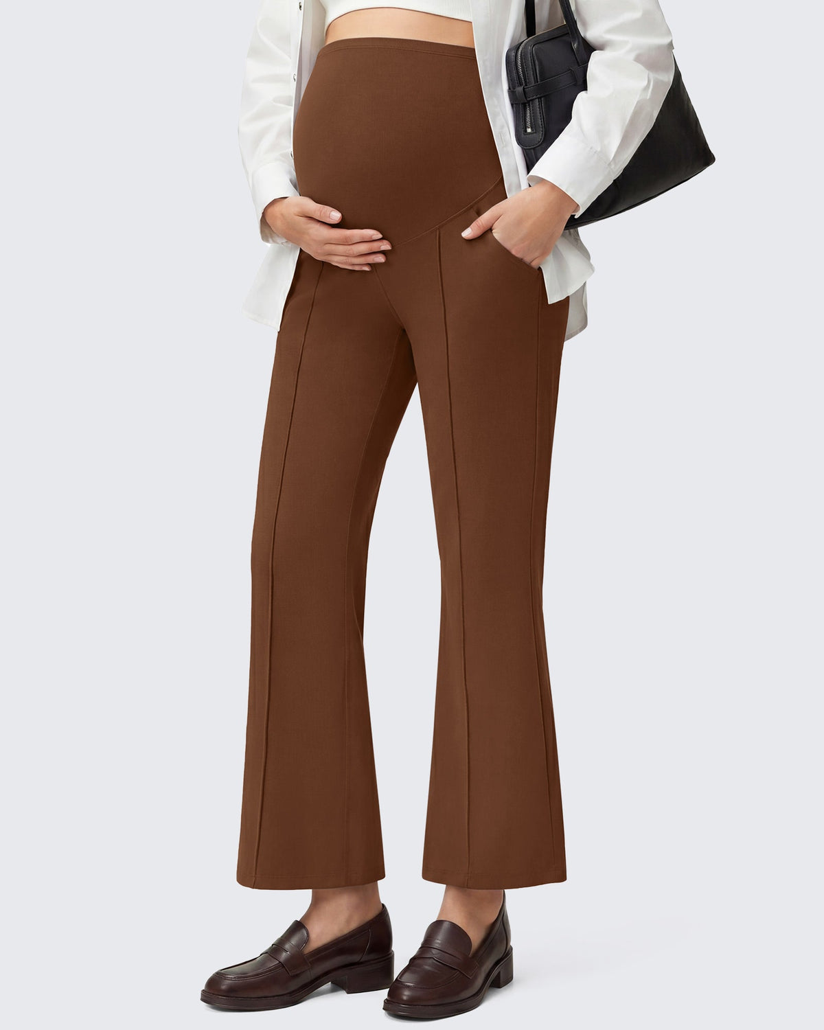 G4Free EverGoing Maternity Flare Leggings with Pockets – Over the Belly 25''
