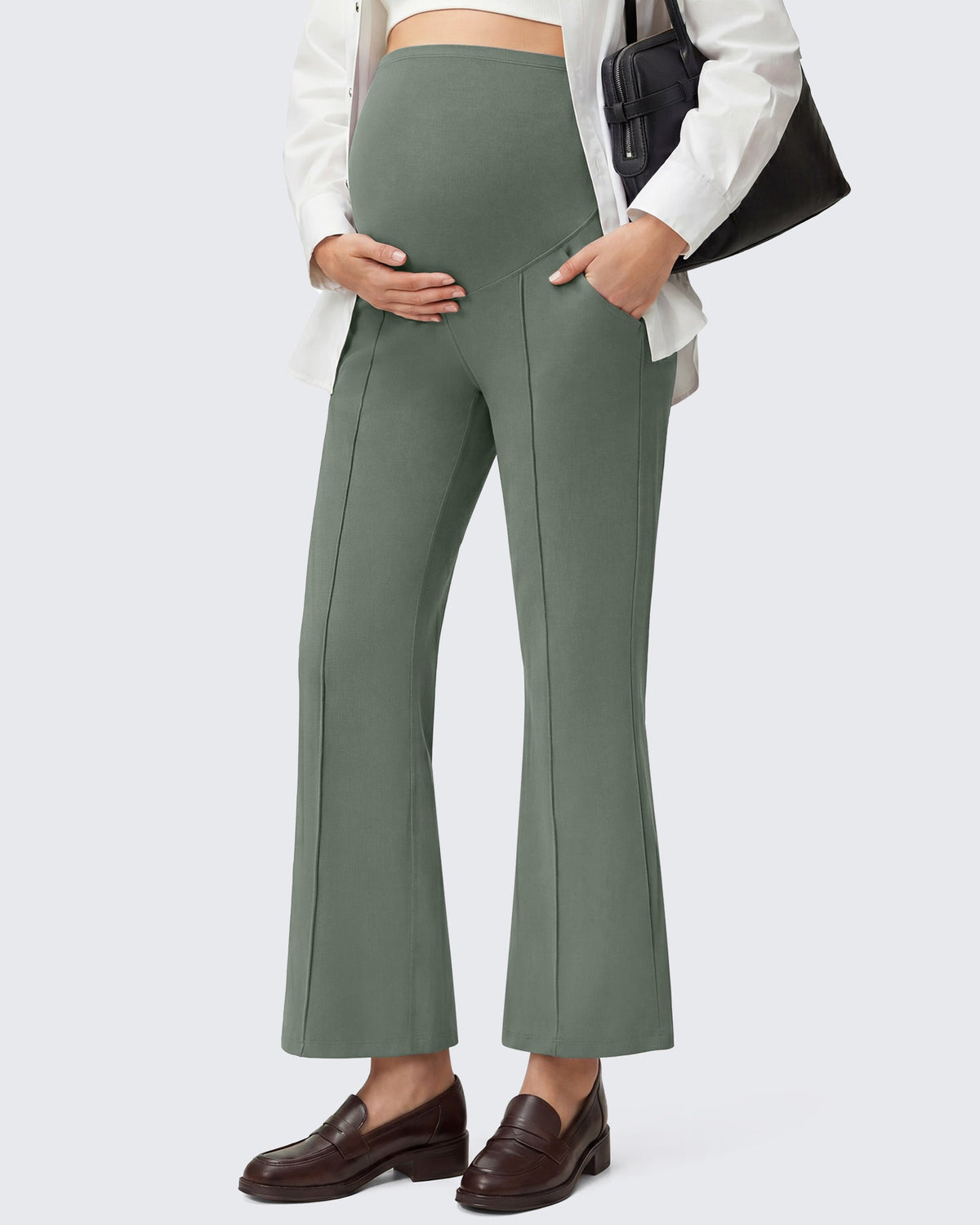 G4Free EverGoing Maternity Flare Leggings with Pockets – Over the Belly 25''