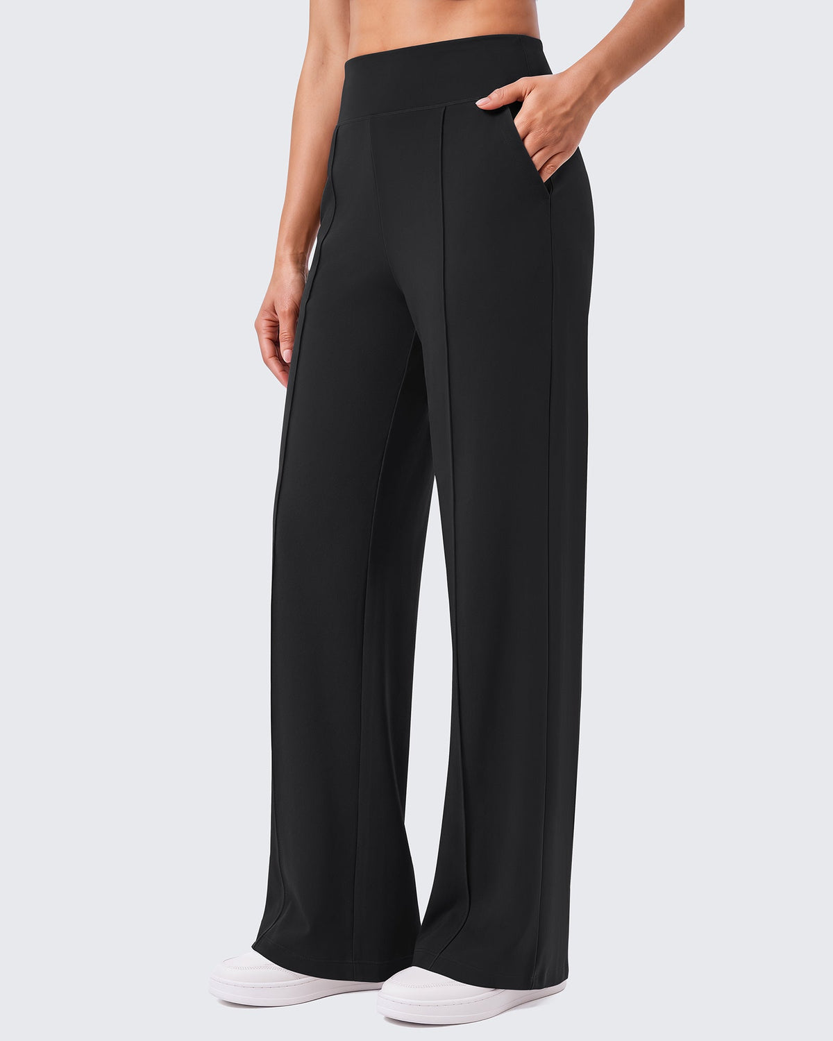 G4Free EverGoing Wide Leg Yoga Pants High Waist Front Seam with Pockets