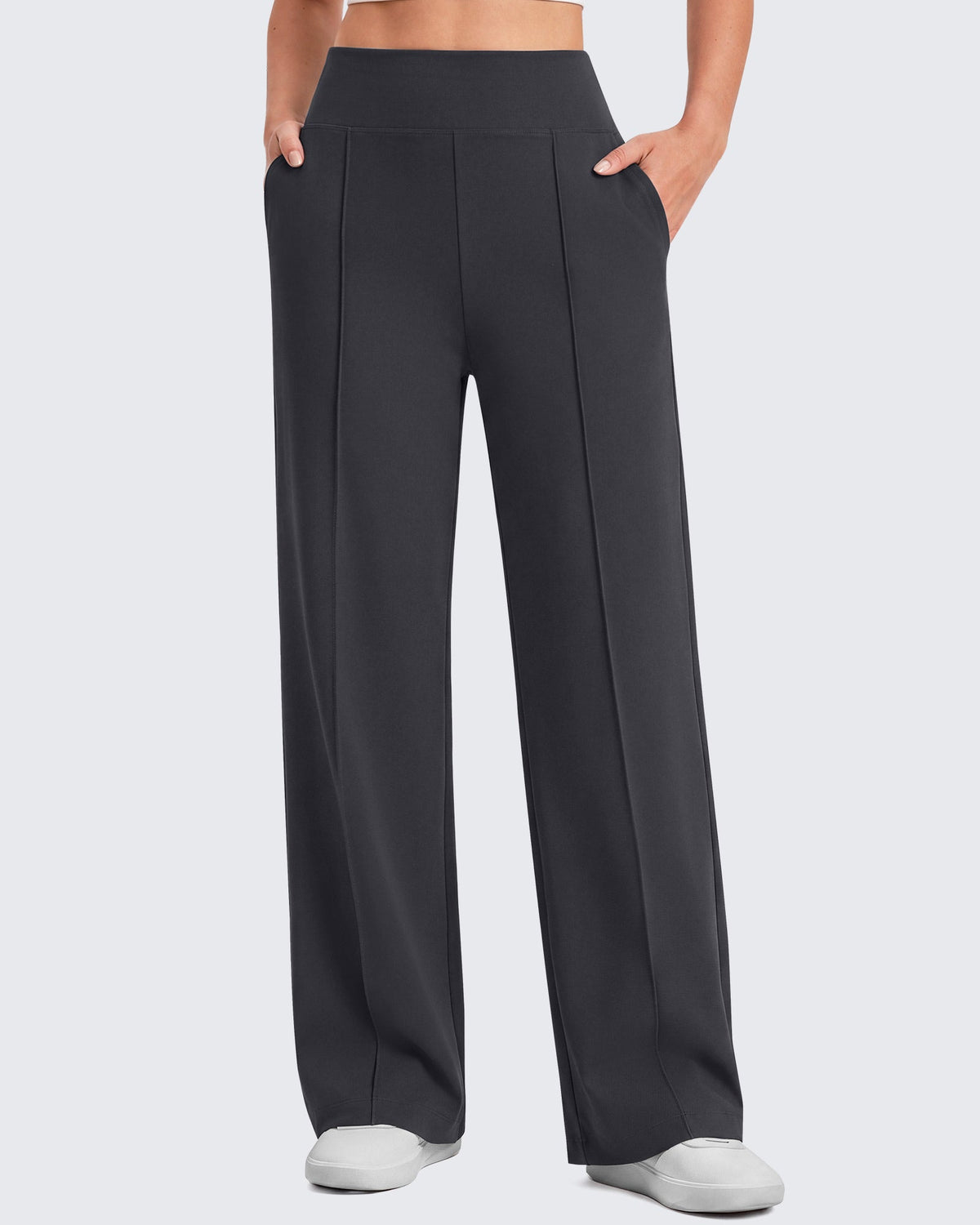 G4Free EverGoing Wide Leg Yoga Pants High Waist Front Seam with Pockets