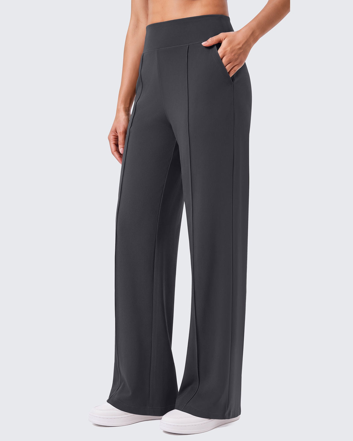 G4Free EverGoing Wide Leg Yoga Pants High Waist Front Seam with Pockets