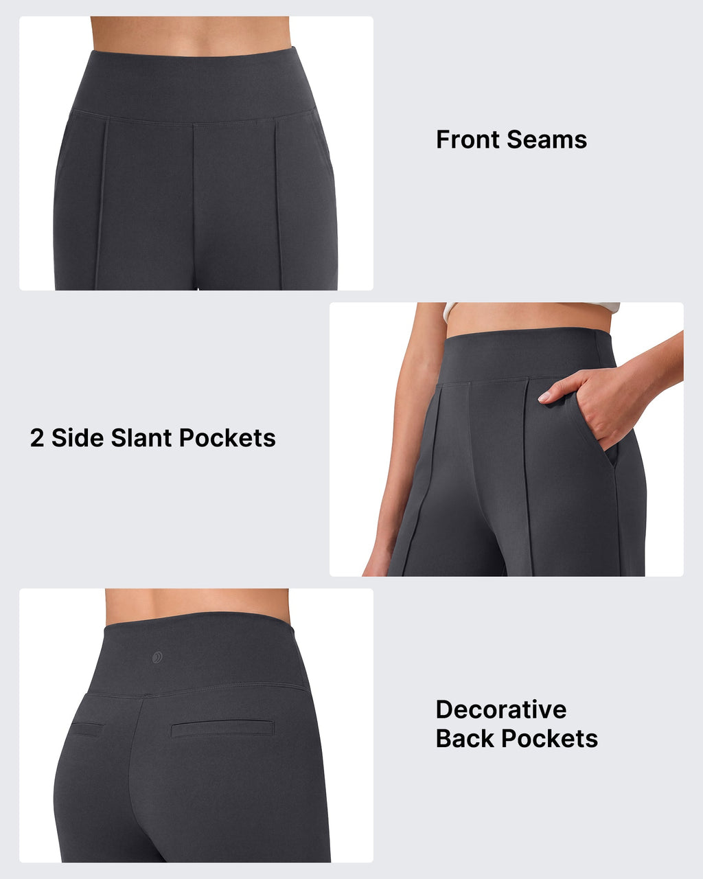 G4Free EverGoing Wide Leg Yoga Pants High Waist Front Seam with Pockets