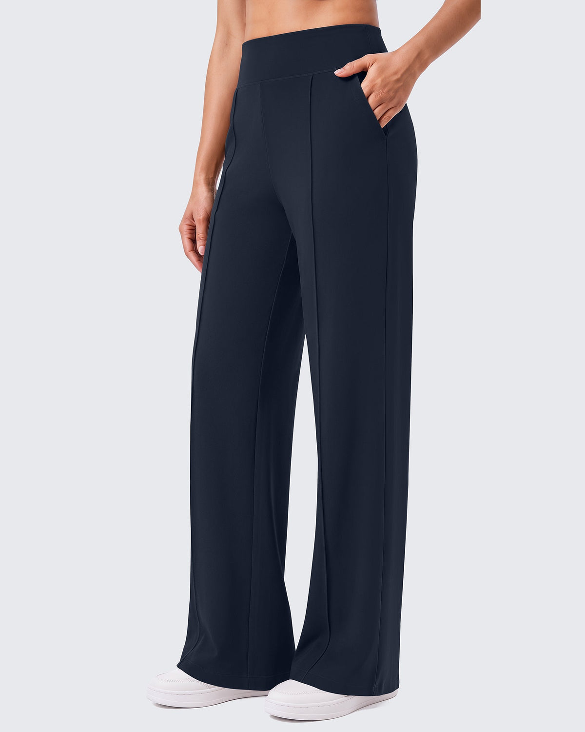 G4Free EverGoing Wide Leg Yoga Pants High Waist Front Seam with Pockets