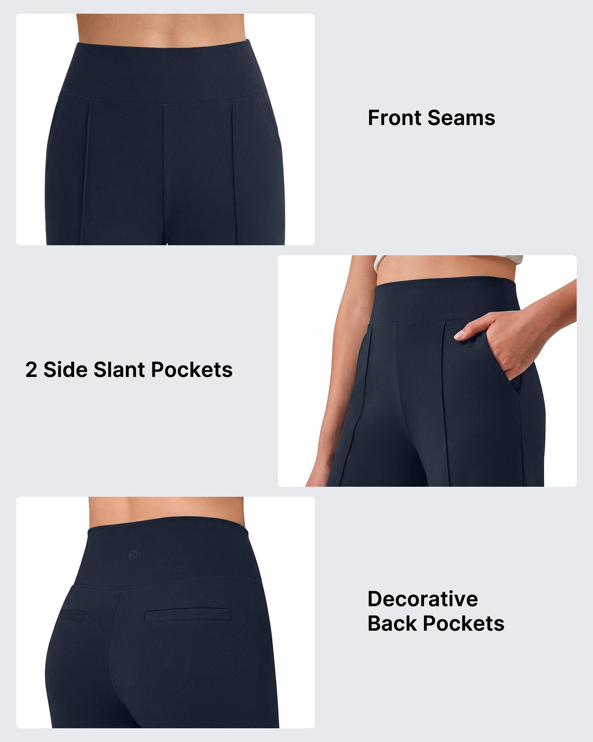 G4Free EverGoing Wide Leg Yoga Pants High Waist Front Seam with Pockets