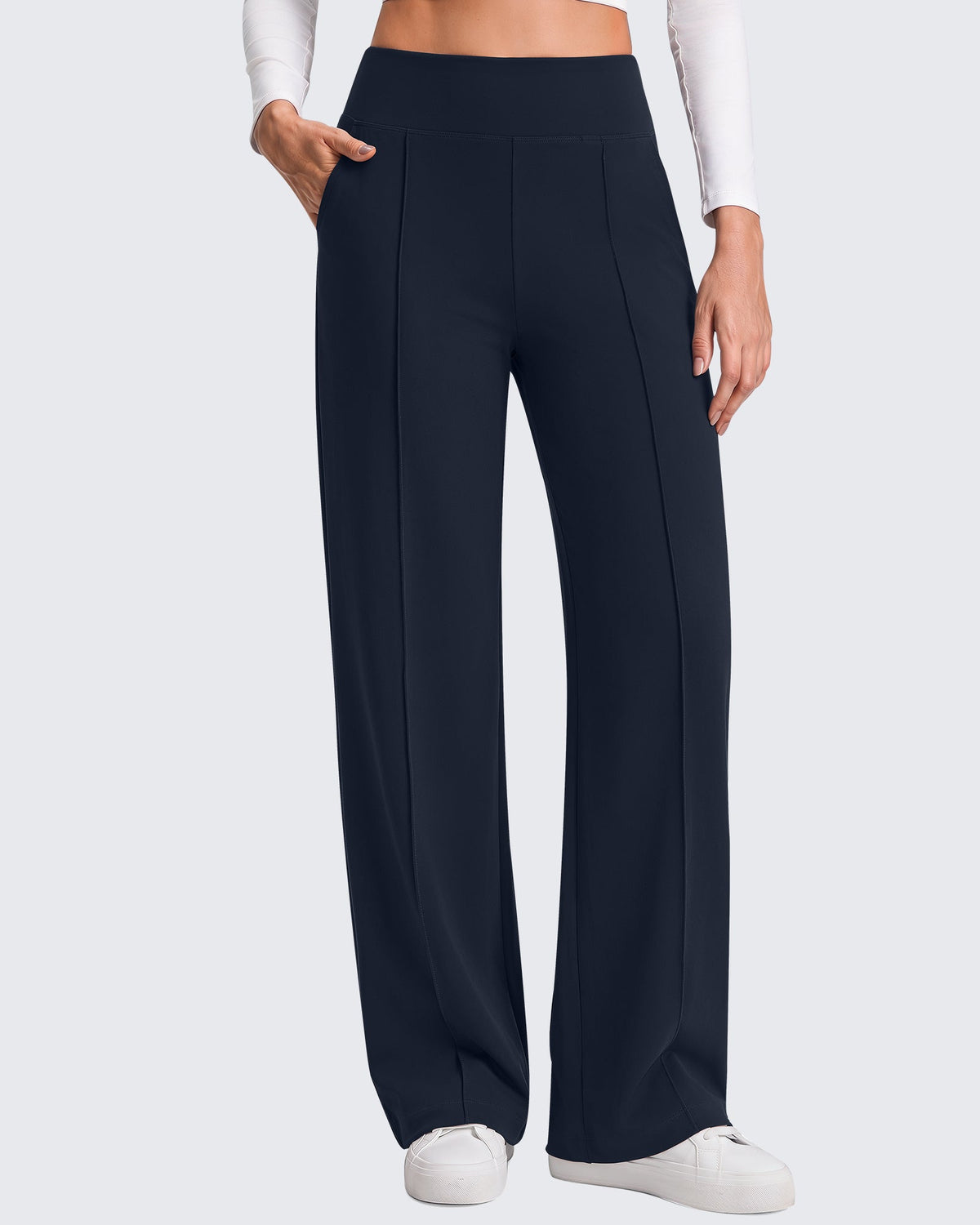 G4Free EverGoing Wide Leg Yoga Pants High Waist Front Seam with Pockets