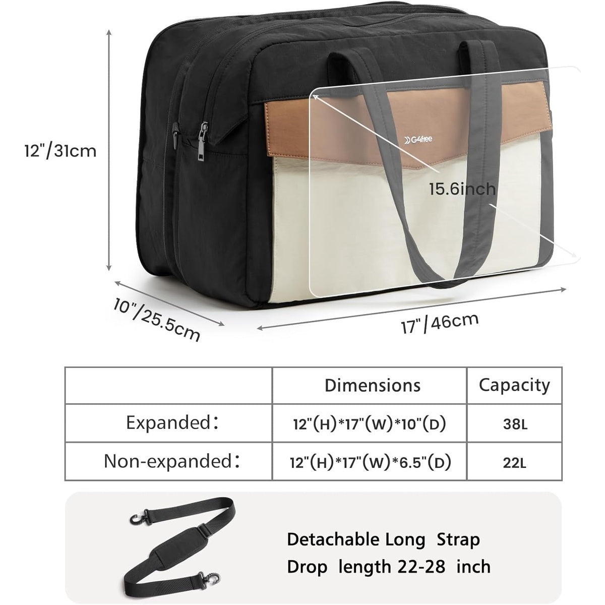 G4Free Expandable Duffle Bag, Carry On Bag TSA Airline Approved