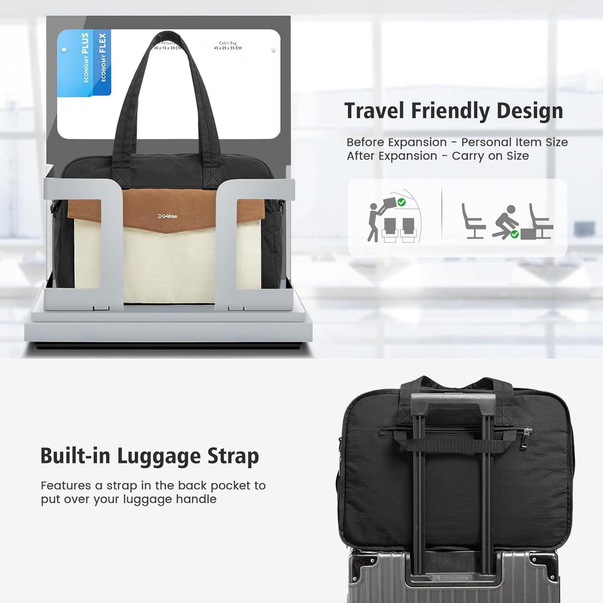 G4Free Expandable Duffle Bag, Carry On Bag TSA Airline Approved