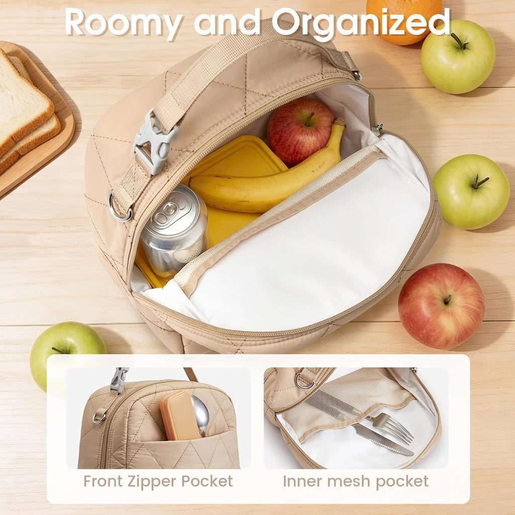 G4Free Large Insulated Lunch Bag, Leakproof Quilted Lunch Box Women Men