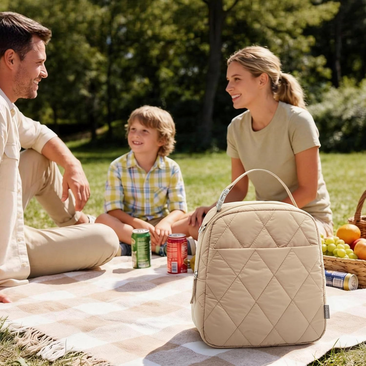 G4Free Large Insulated Lunch Bag, Leakproof Quilted Lunch Box Women Men