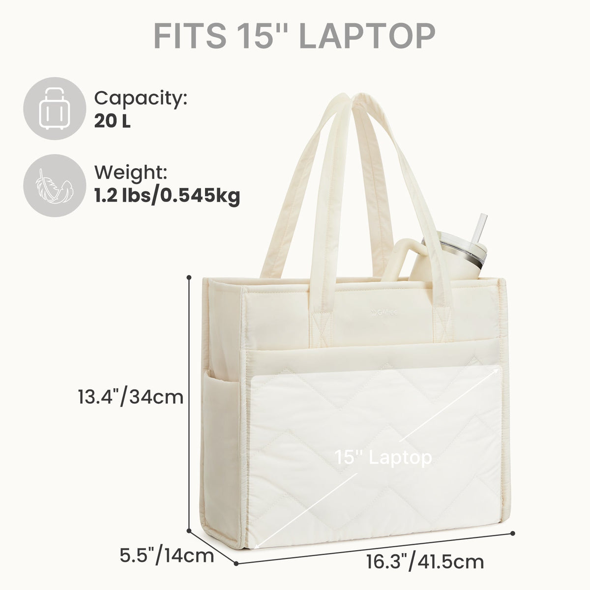 G4Free Lightweight Quilted Tote with Laptop Compartment