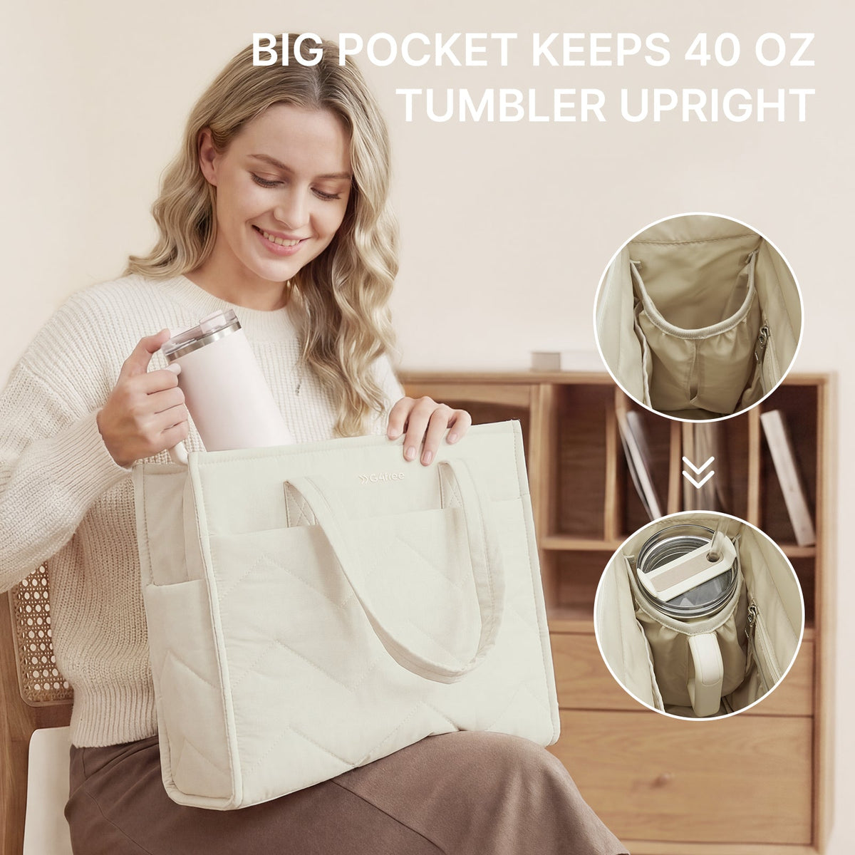 G4Free Lightweight Quilted Tote with Laptop Compartment
