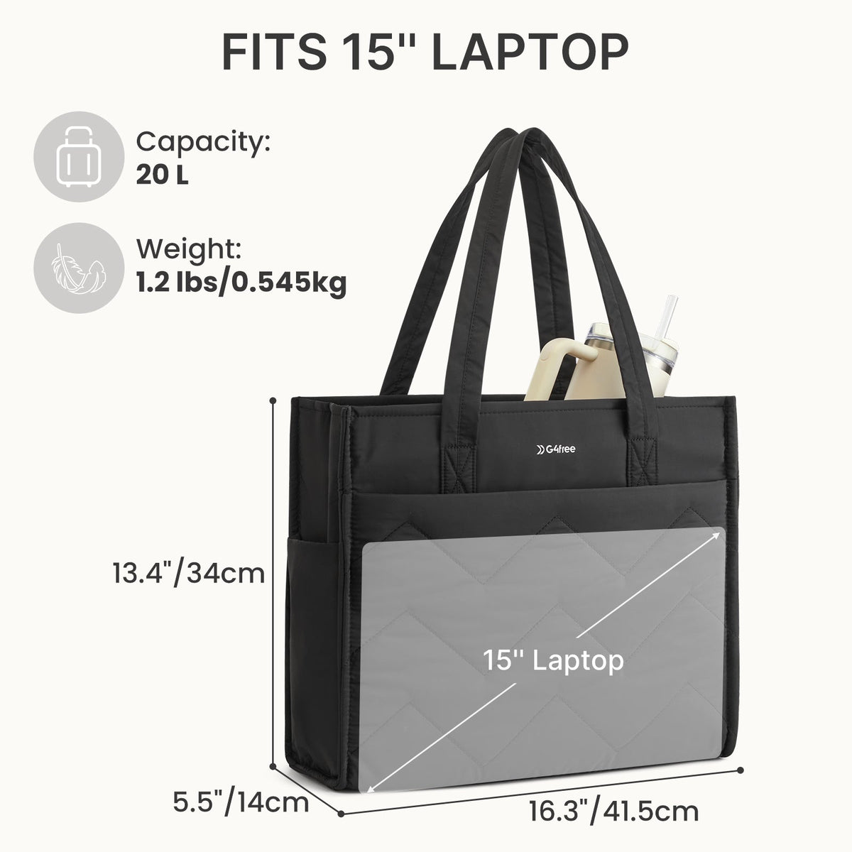G4Free Lightweight Quilted Tote with Laptop Compartment