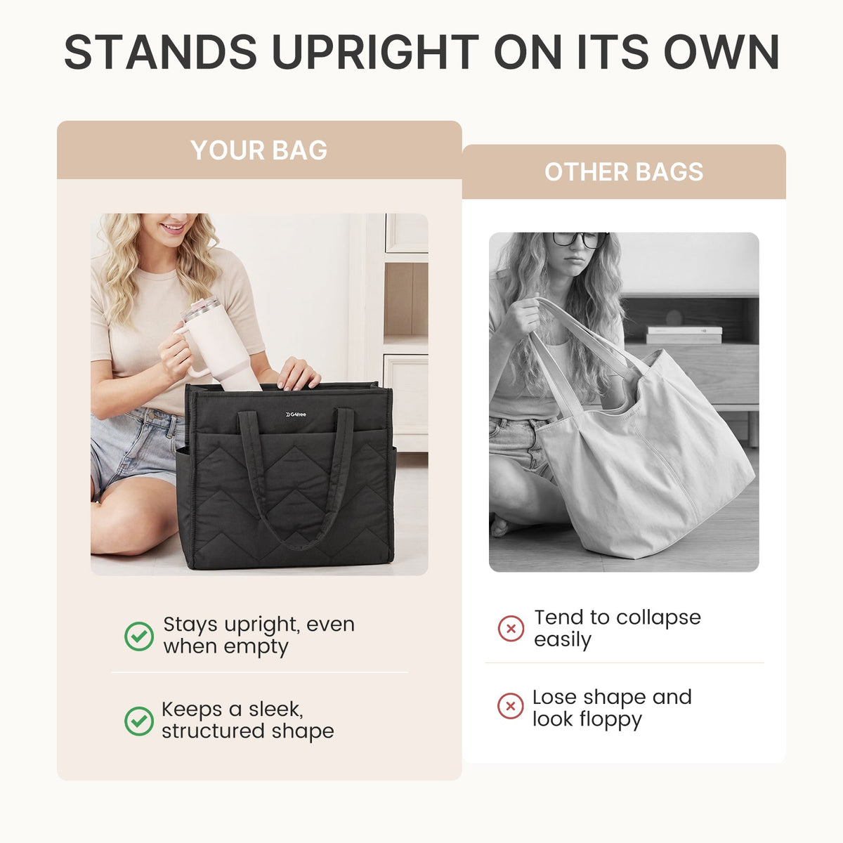 G4Free Lightweight Quilted Tote with Laptop Compartment