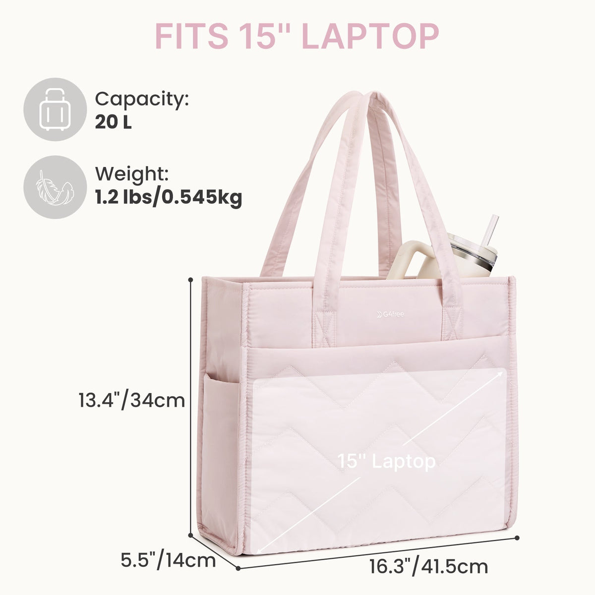 G4Free Lightweight Quilted Tote with Laptop Compartment