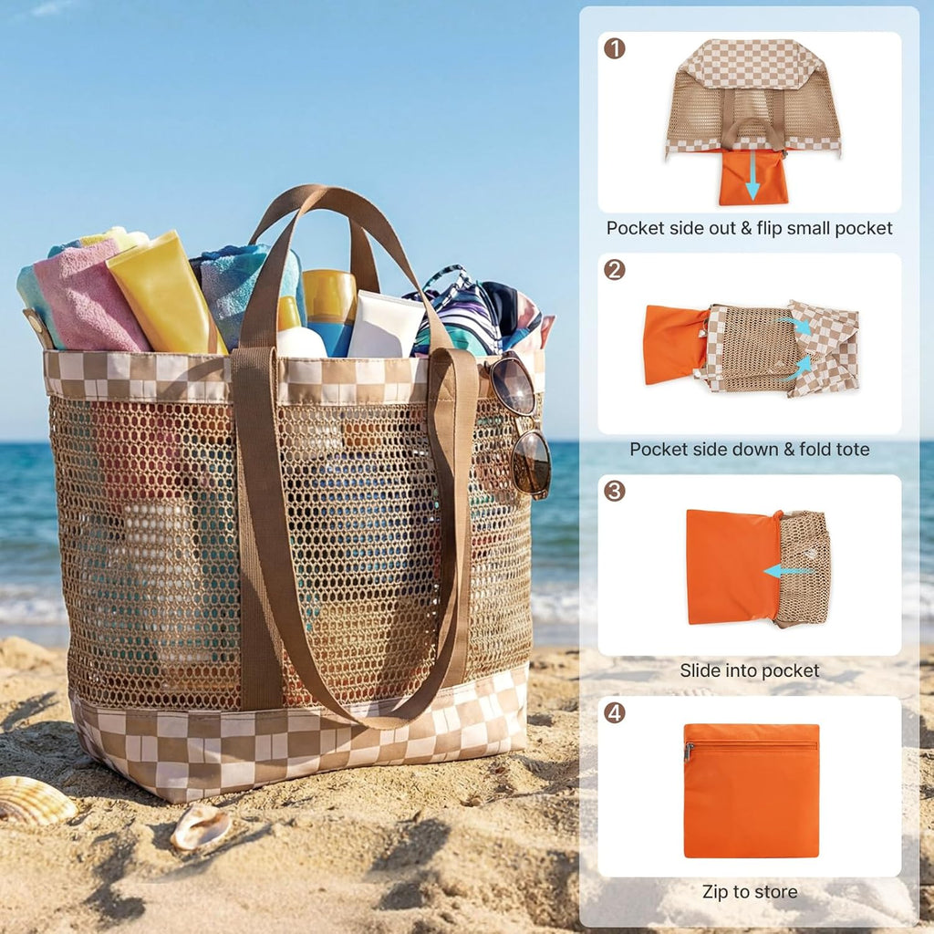 G4Free Mesh Beach Tote Bags Extra Large Packable