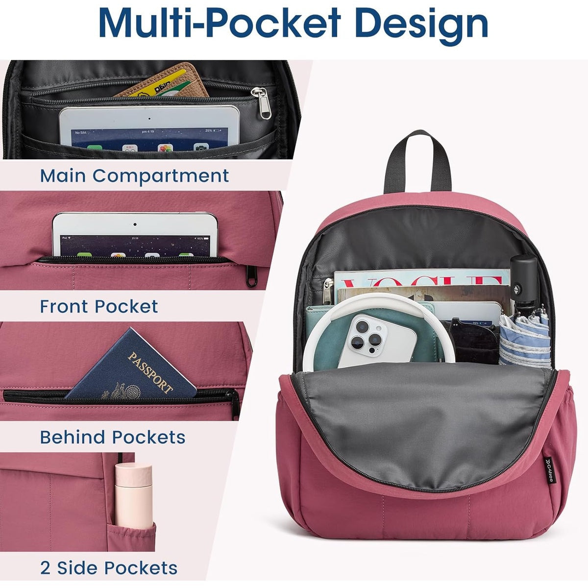 G4Free Mini Hiking Backpack with Adjustable Straps
