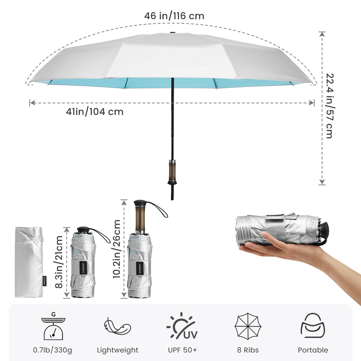 G4Free Mini Travel Umbrella UPF 50+