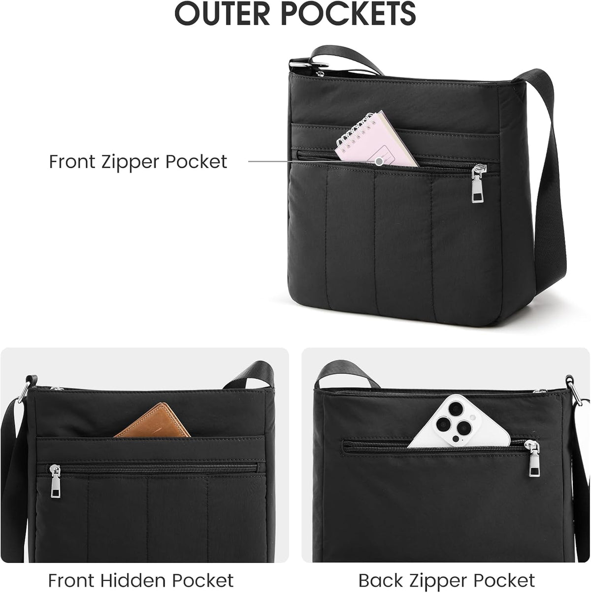 G4Free Nylon Crossbody Bags, Lightweight Quilted Shoulder Handbags