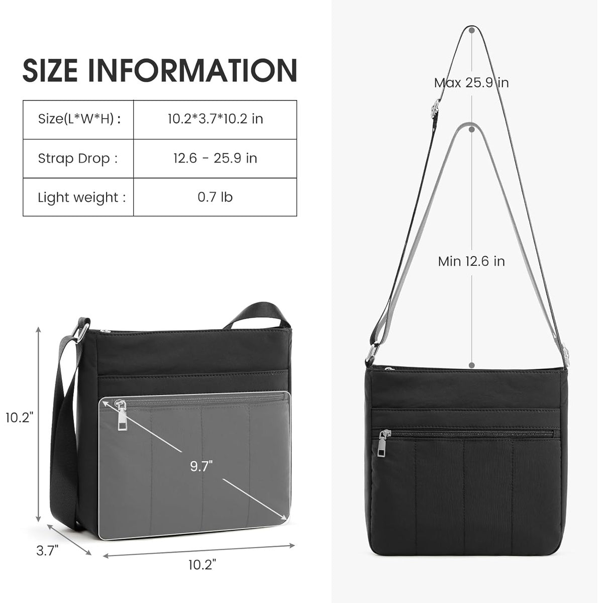 G4Free Nylon Crossbody Bags, Lightweight Quilted Shoulder Handbags