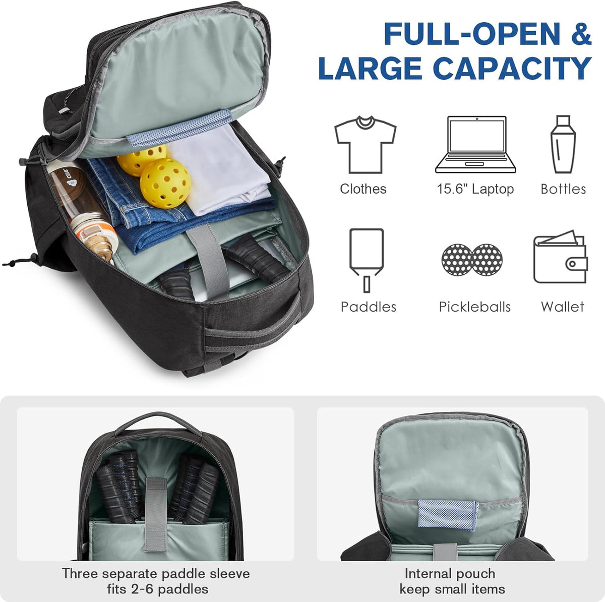 G4Free Pickleball Backpack for 2–6 Paddles