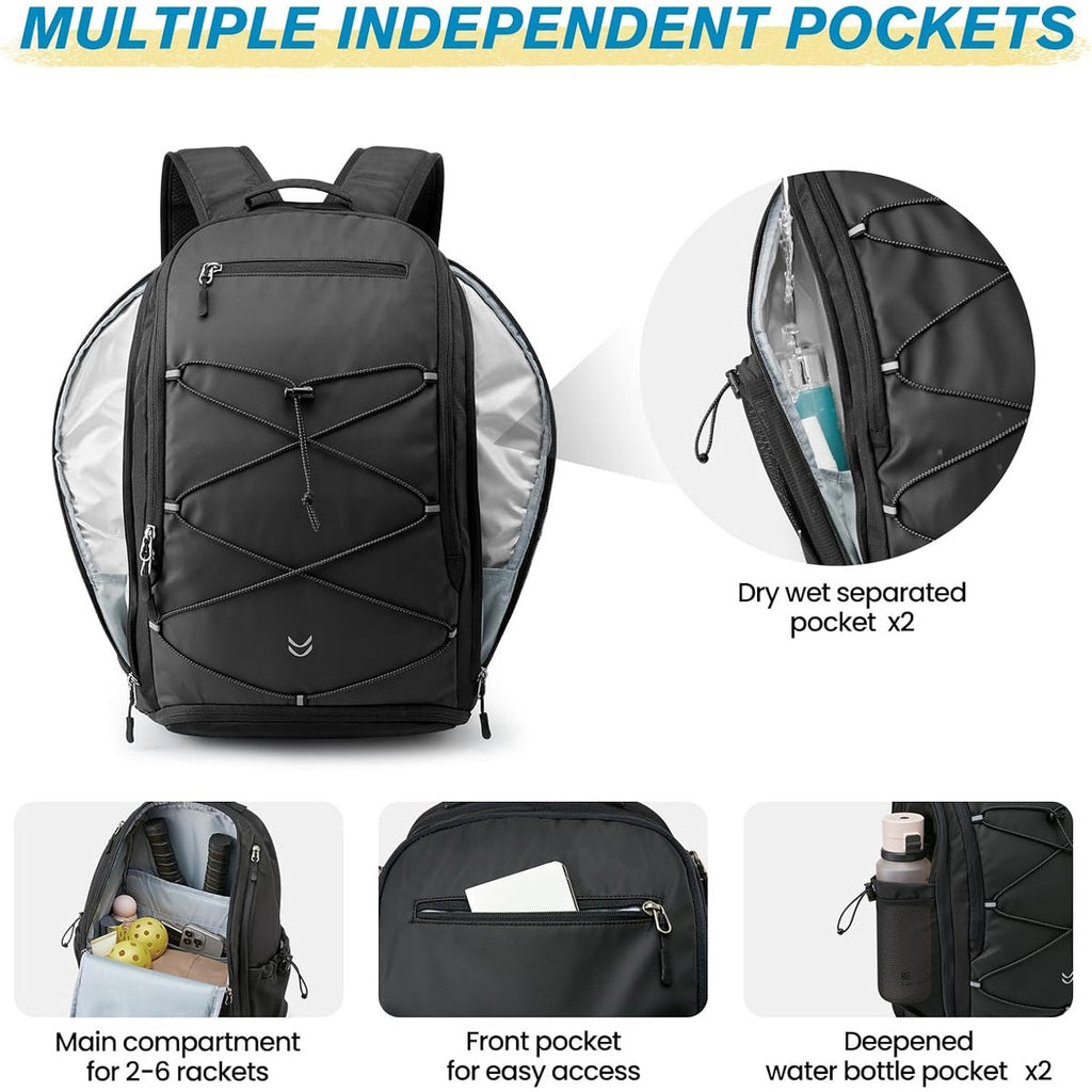 G4Free Pickleball School Backpack with Fence Hook Laptop Compartment