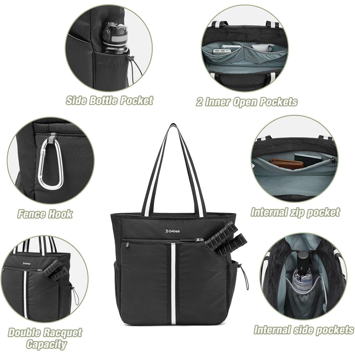 G4Free Pickleball Tote with Shoe & Paddle Pocket