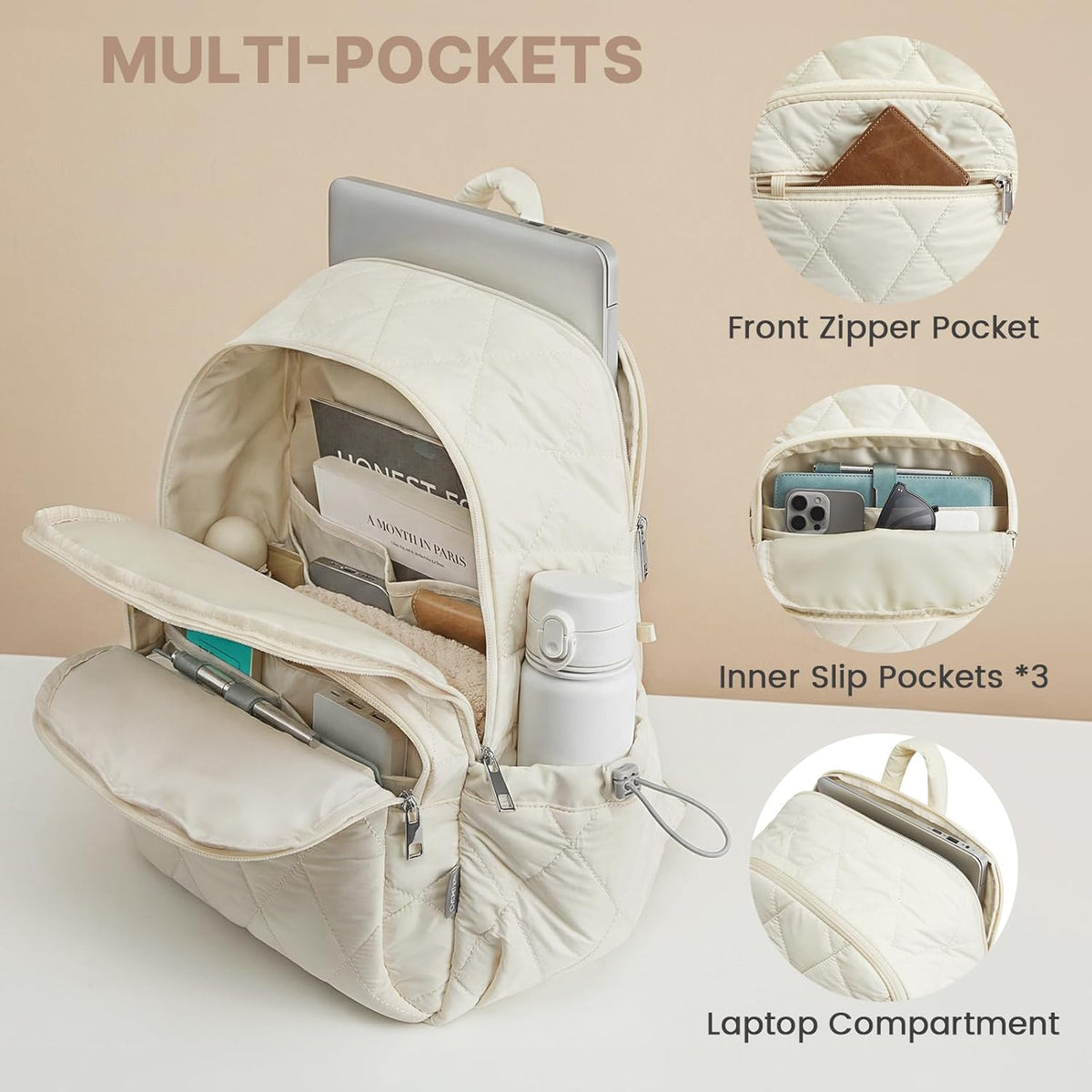 G4Free Puffer Quilted with Anti-theft Buckle Backpack