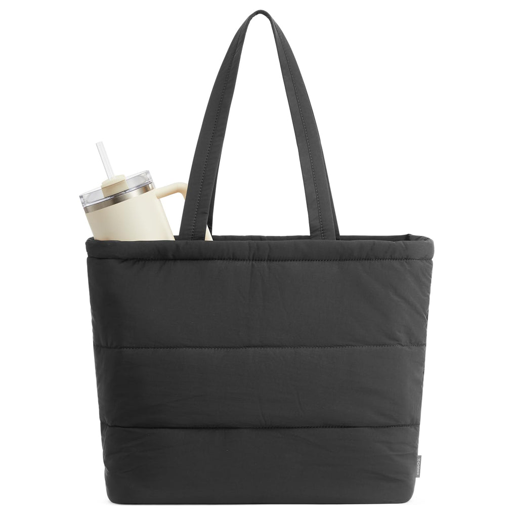 G4Free Puffer Shoulder Bag with Cup Holder and Laptop Compartment