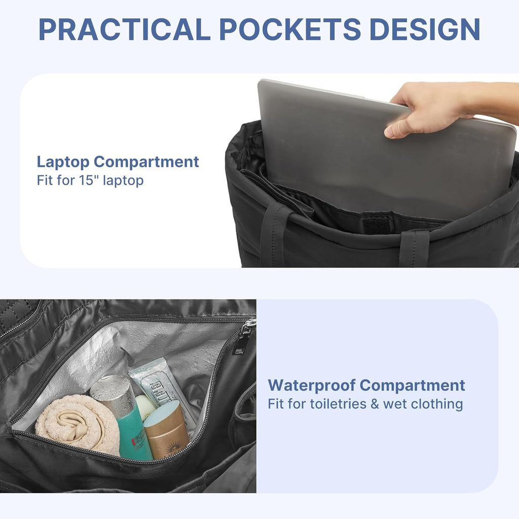 G4Free Puffer Shoulder Bag with Cup Holder and Laptop Compartment