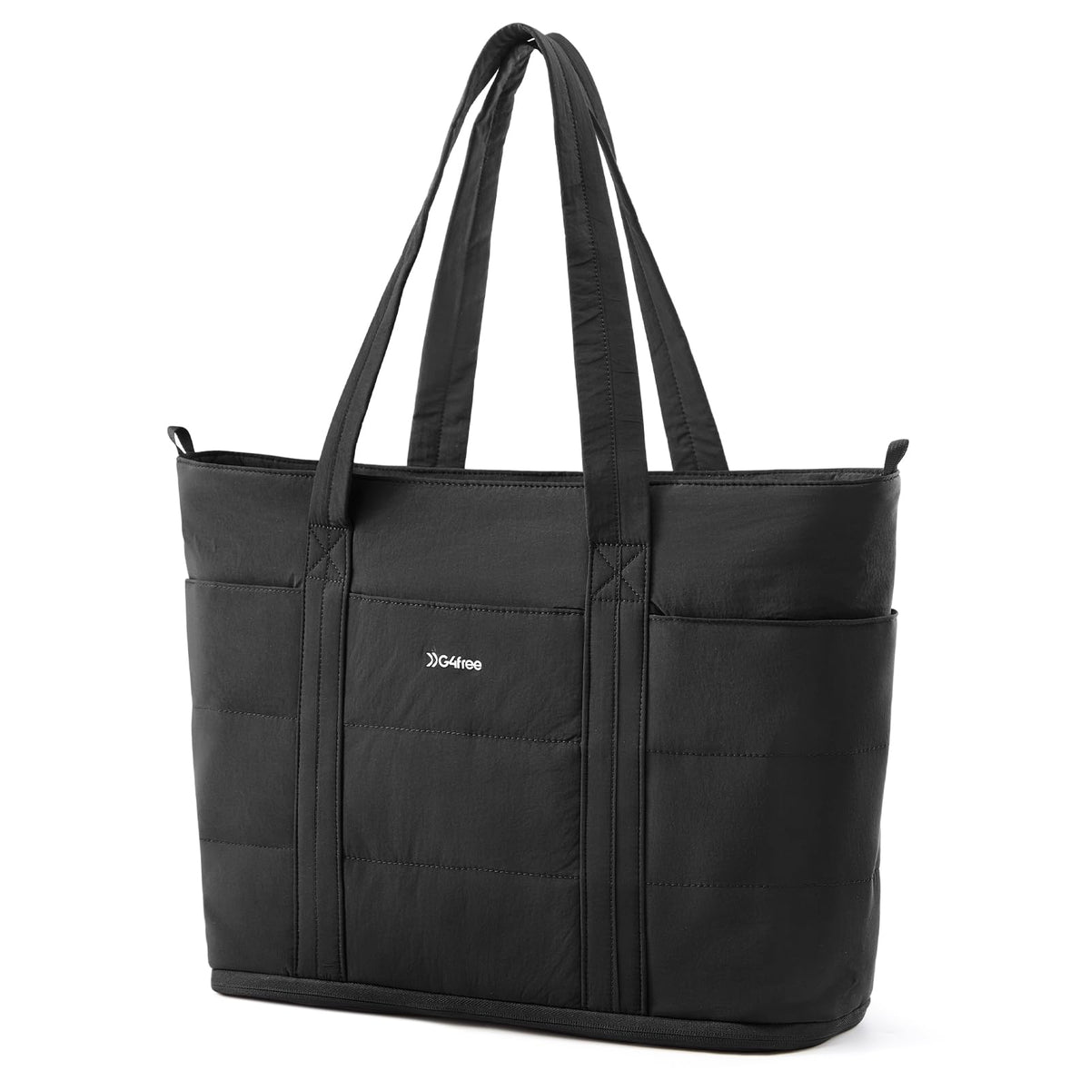 G4Free Puffer  Tote Bag with Zipper Compartments, Expandable Handbag