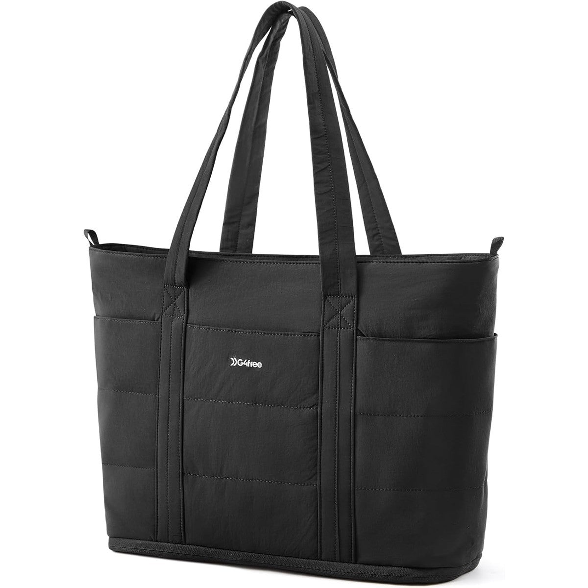 G4Free Puffer  Tote Bag with Zipper Compartments, Expandable Handbag
