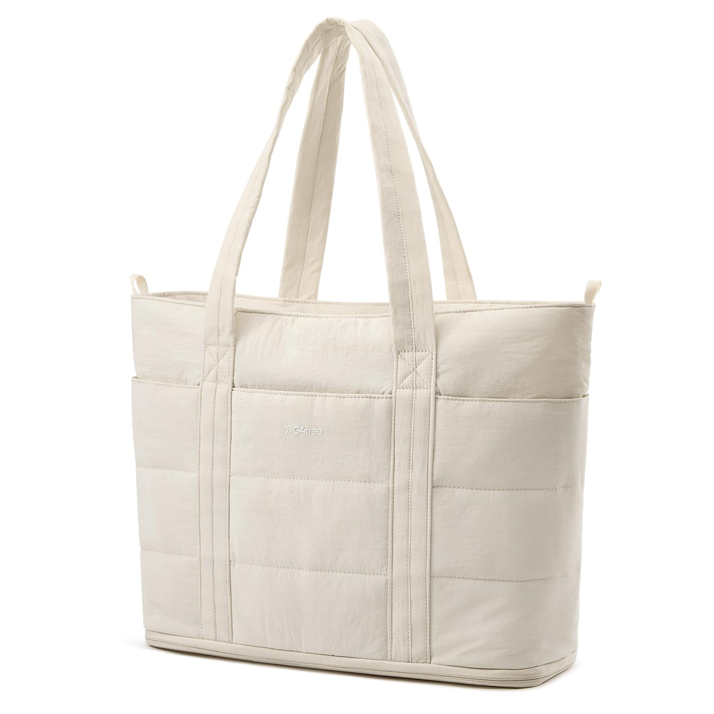 G4Free Puffer  Tote Bag with Zipper Compartments, Expandable Handbag