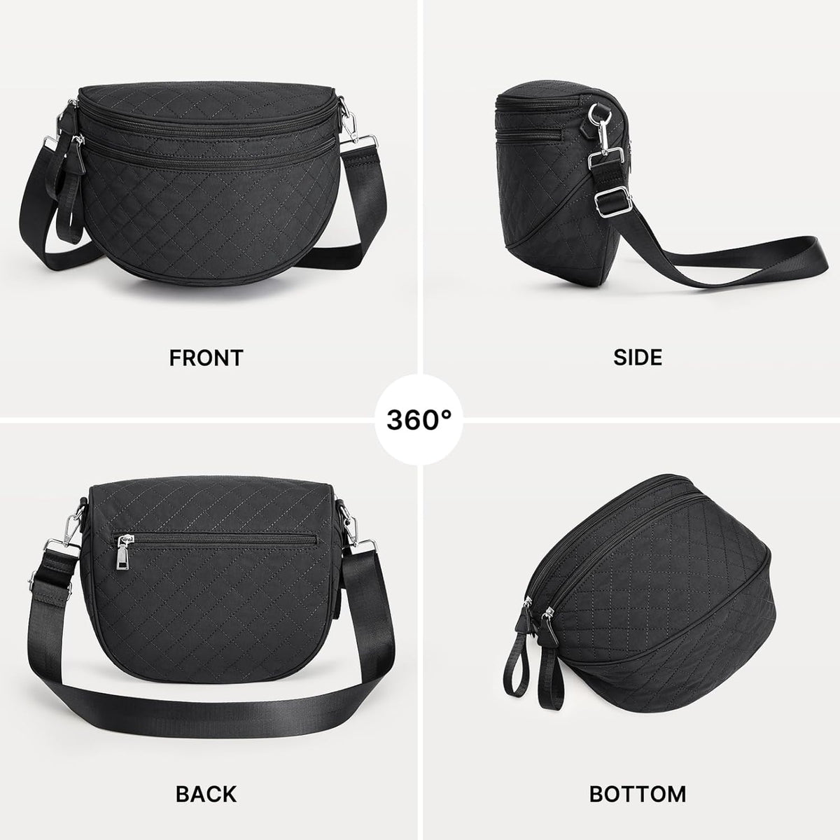 G4Free Quilted Bum Bag Spacious Nylon with Removable Pouch