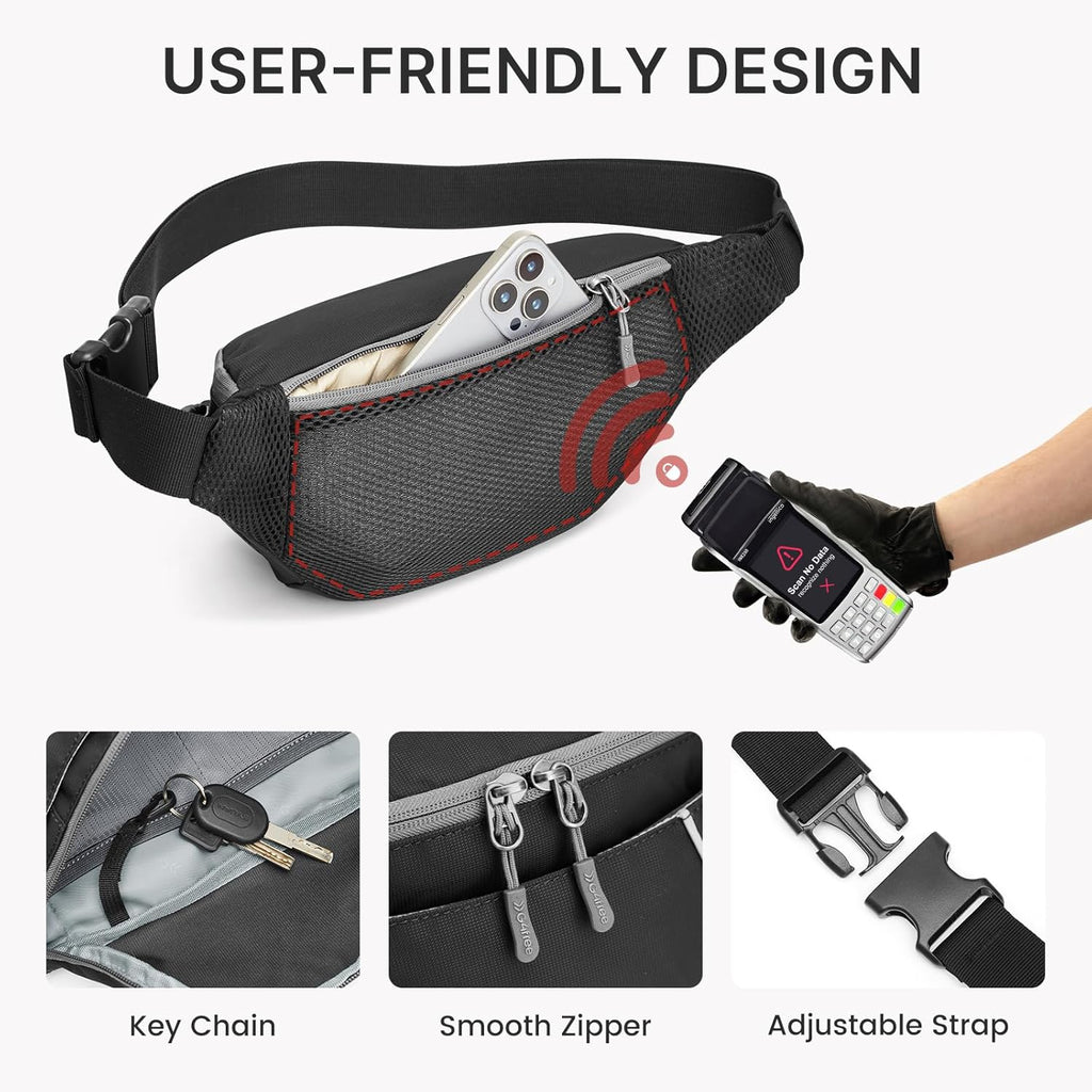 G4Free Recycled Fanny for Men Anti-Theft Crossbody Belt Bag with RFID
