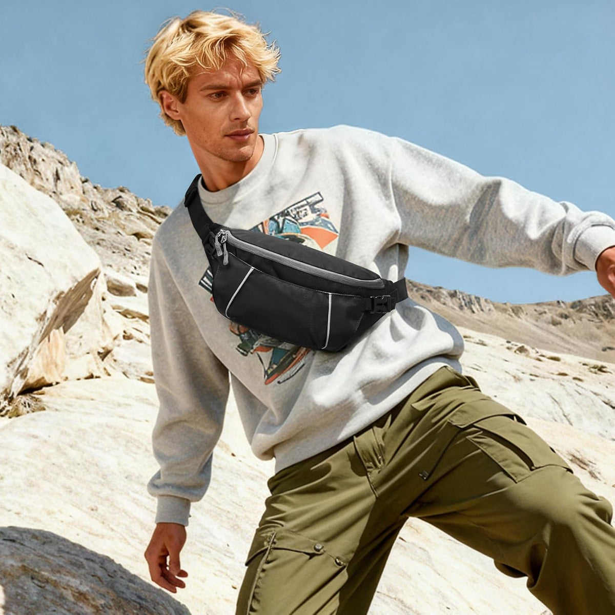 G4Free Recycled Fanny for Men Anti-Theft Crossbody Belt Bag with RFID