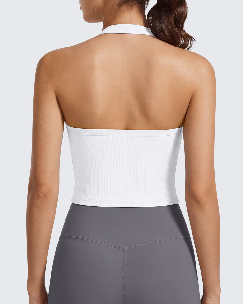 G4Free Ribbed Backless Halter Crop Cami