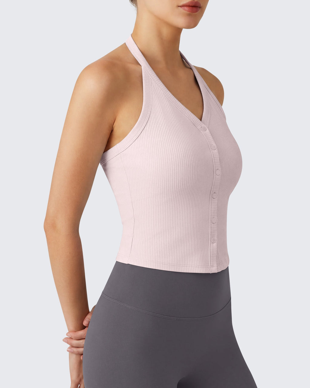 G4Free Ribbed Backless Halter Crop Cami