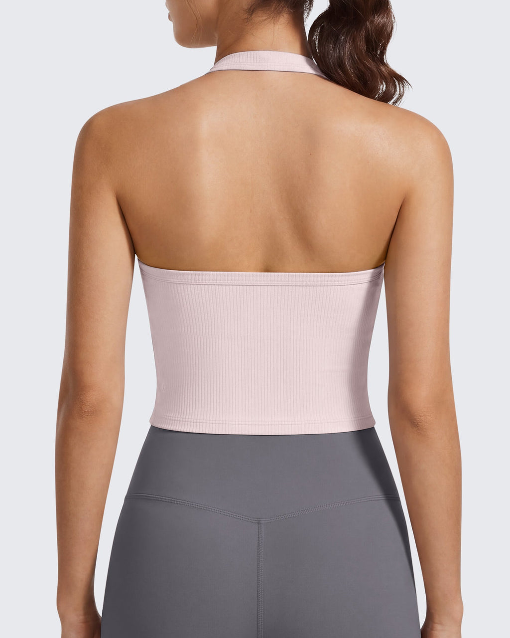G4Free Ribbed Backless Halter Crop Cami