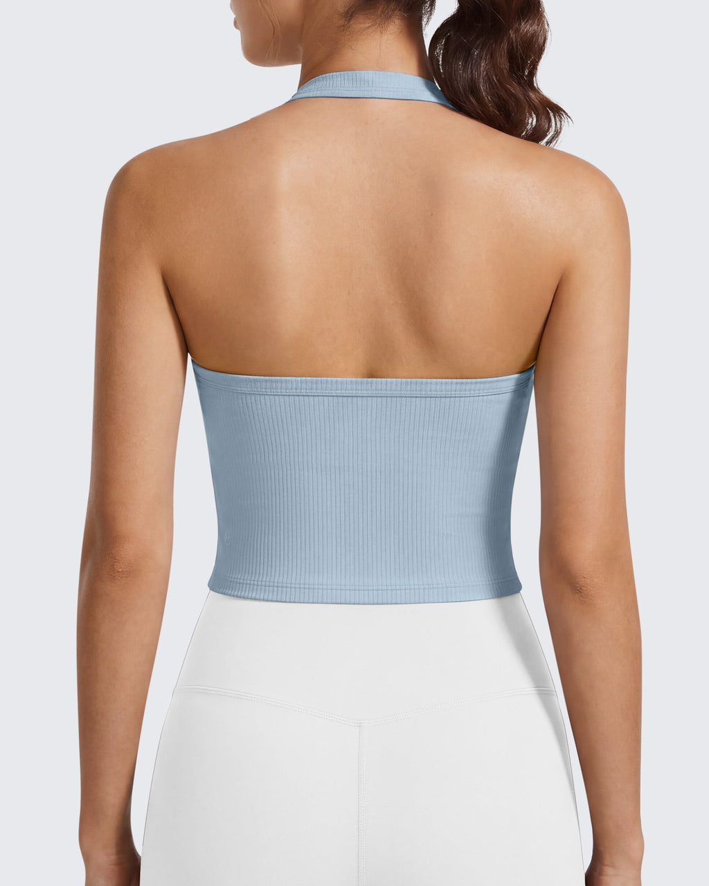 G4Free Ribbed Backless Halter Crop Cami
