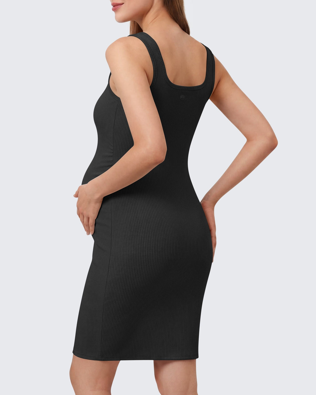 G4Free Ribbed Square Neck Midi Maternity Tank Dress
