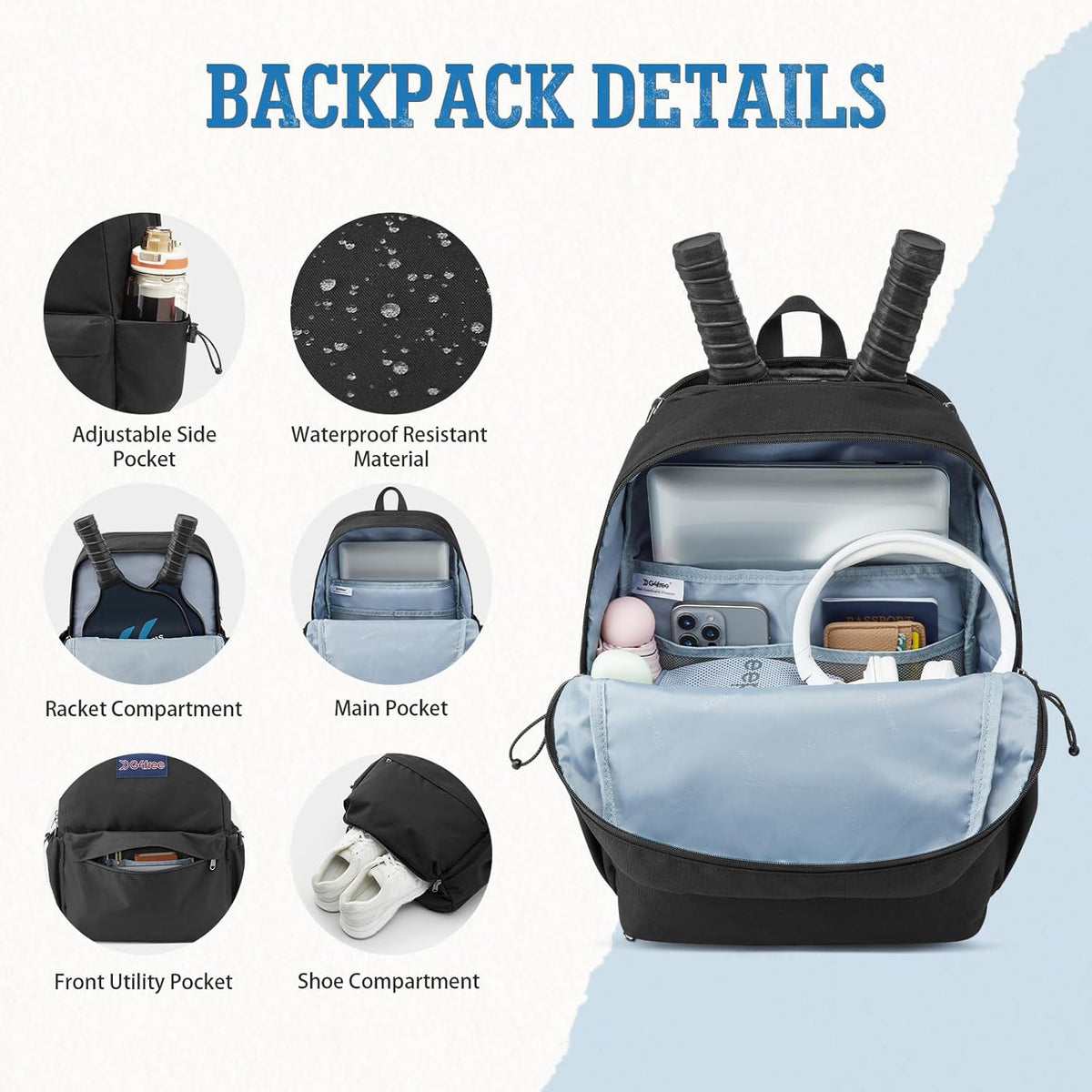 G4Free School Lightweight with Laptop Compartment Pockets Backpack