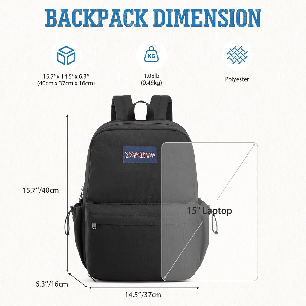 G4Free School Lightweight with Laptop Compartment Pockets Backpack