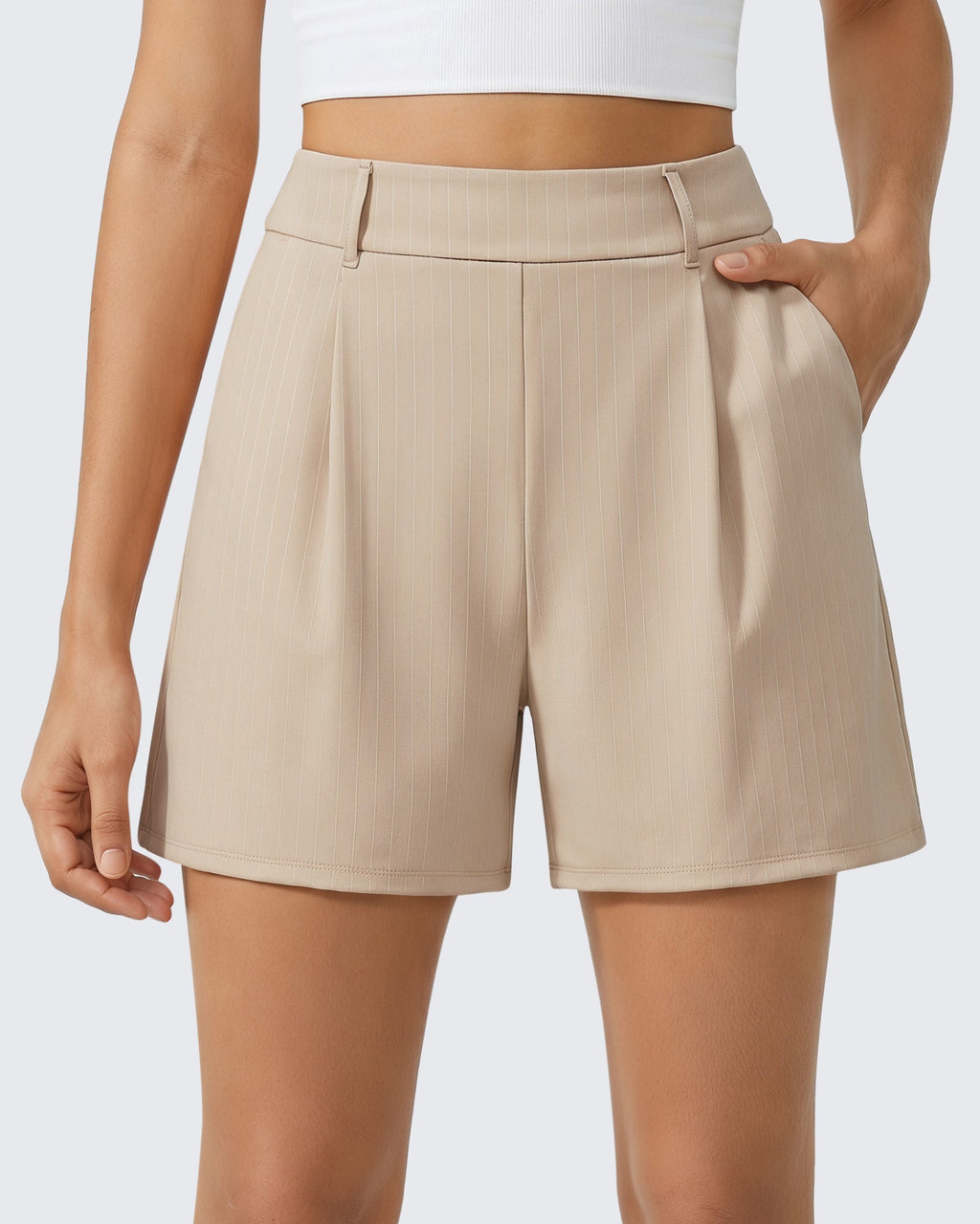 G4Free ShiftReady 5" High Waisted Pleated Trouser Shorts with Pockets