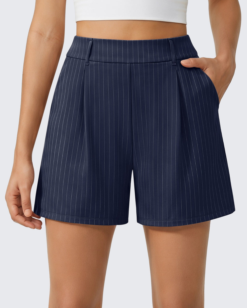 G4Free ShiftReady 5" High Waisted Pleated Trouser Shorts with Pockets