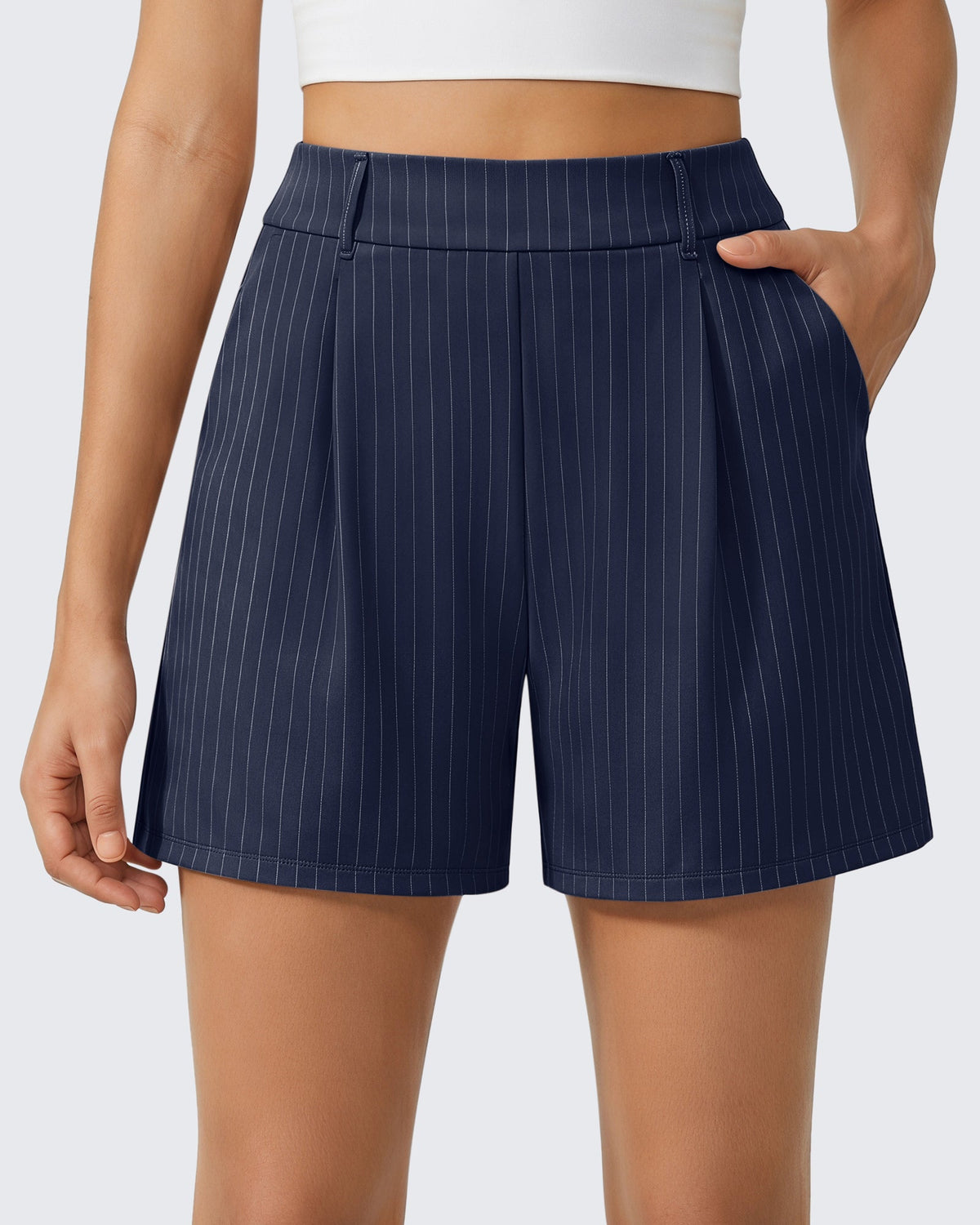 G4Free ShiftReady 5" High Waisted Pleated Trouser Shorts with Pockets