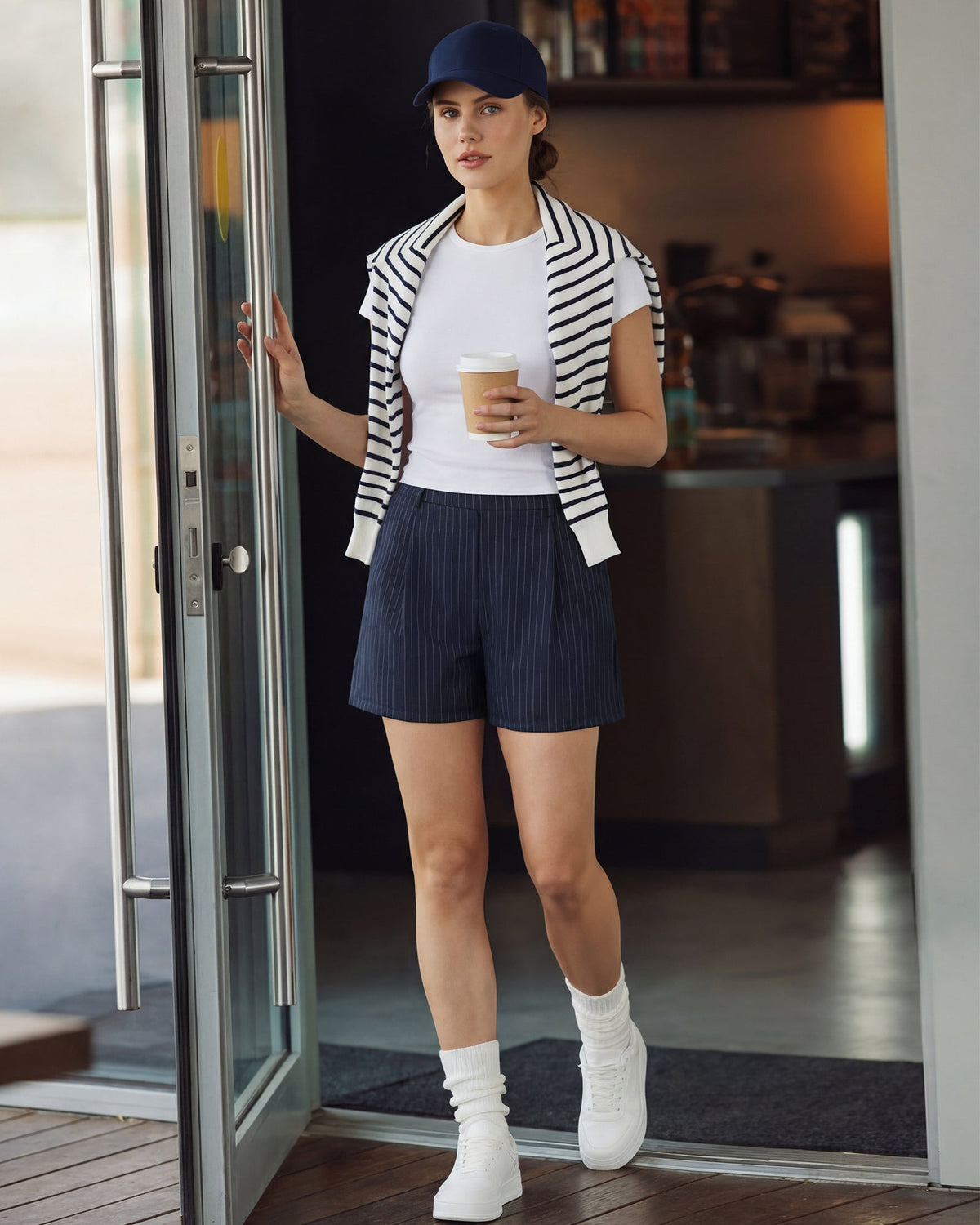 G4Free ShiftReady 5" High Waisted Pleated Trouser Shorts with Pockets