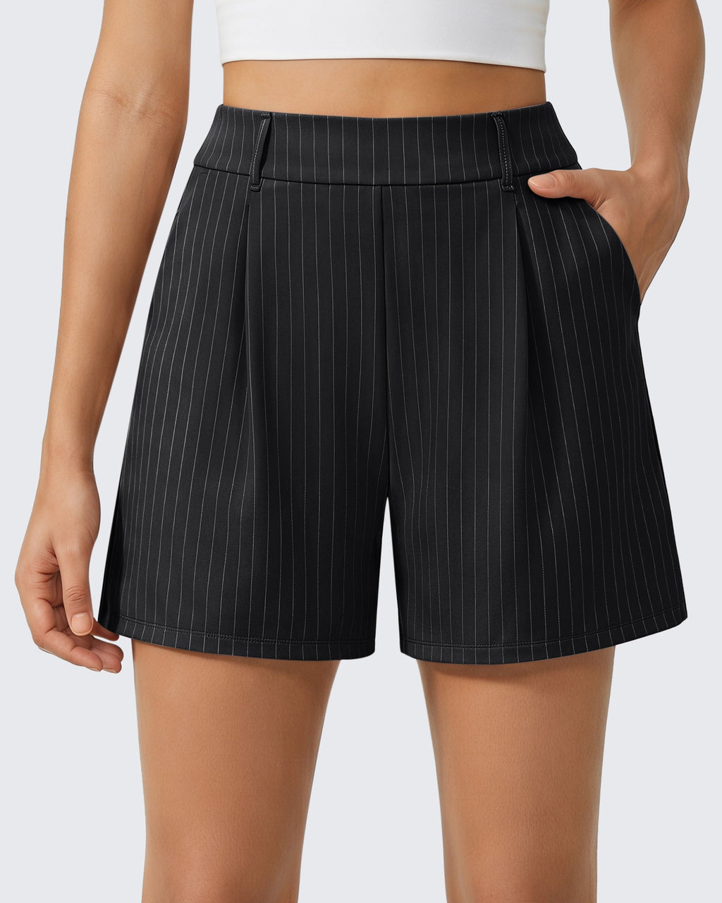 G4Free ShiftReady 5" High Waisted Pleated Trouser Shorts with Pockets