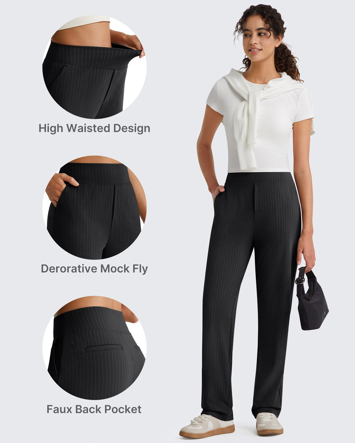 G4Free ShiftReady Pinstripe Work Pants with Pockets Straight Leg
